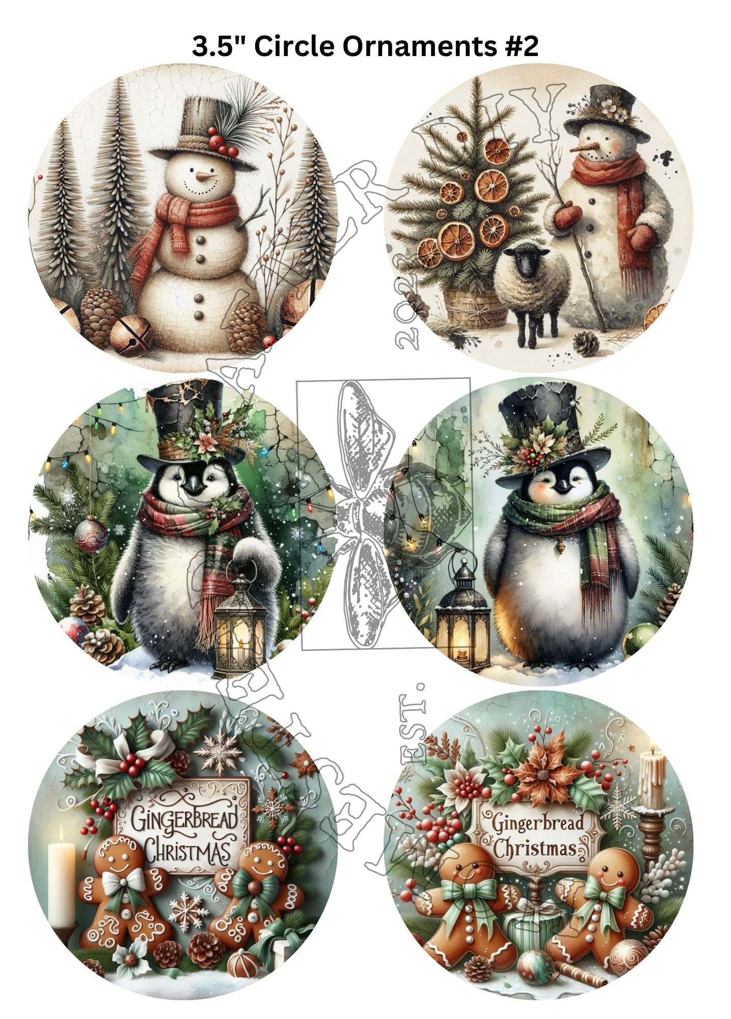 Christmas Ornaments - Printed on Rice paper