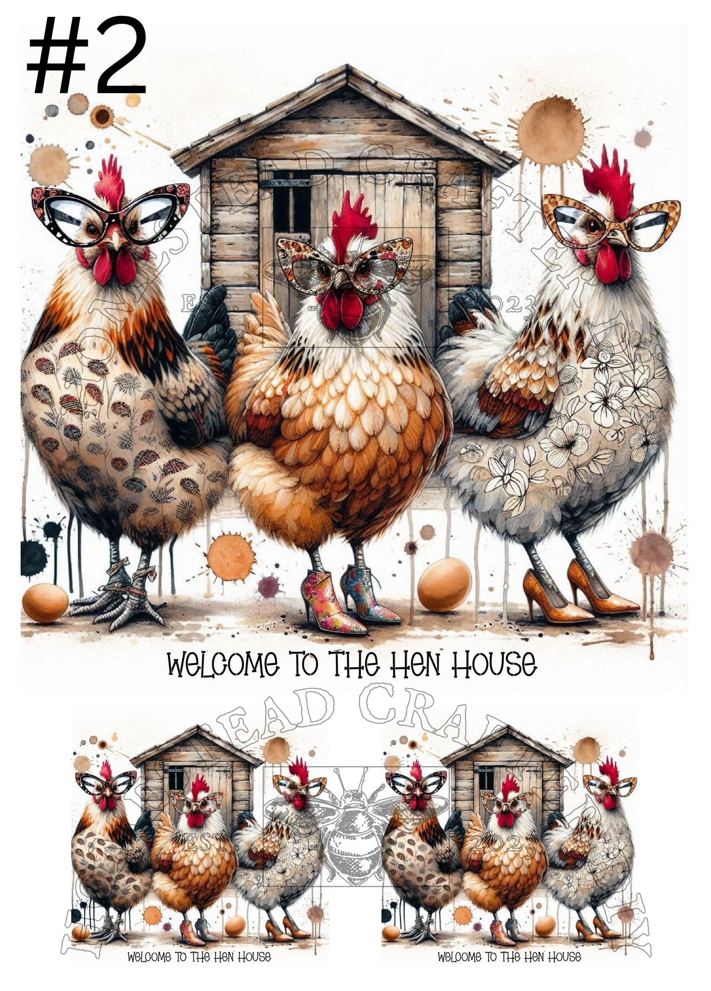 Hens - Welcome - Welcome - Printed on rice paper