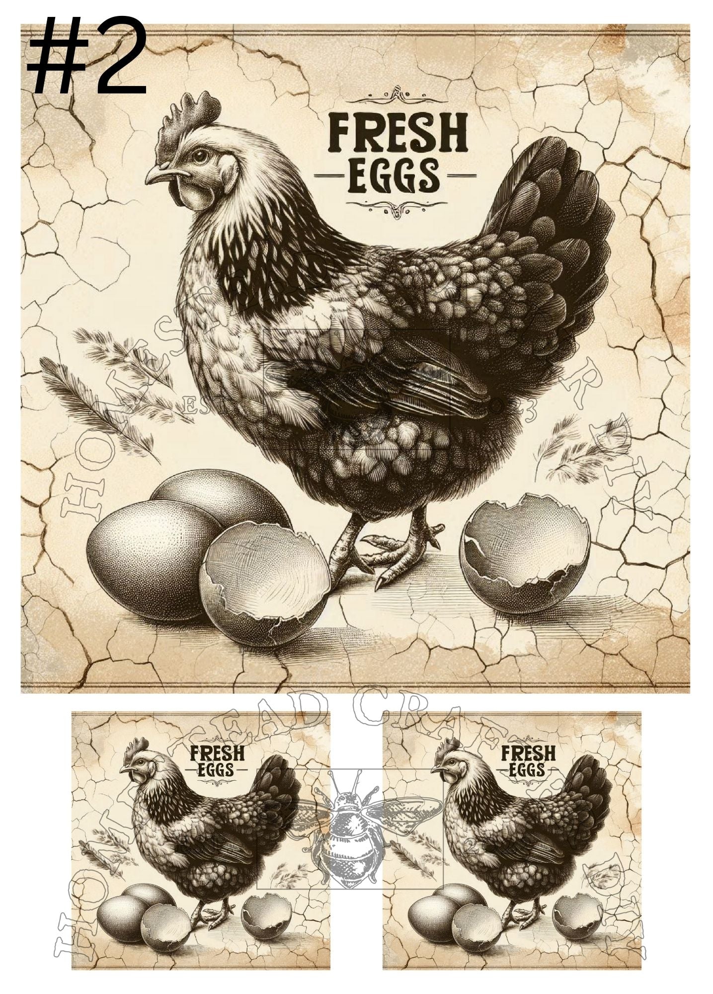 Country Hen Hatched - Printed on rice paper
