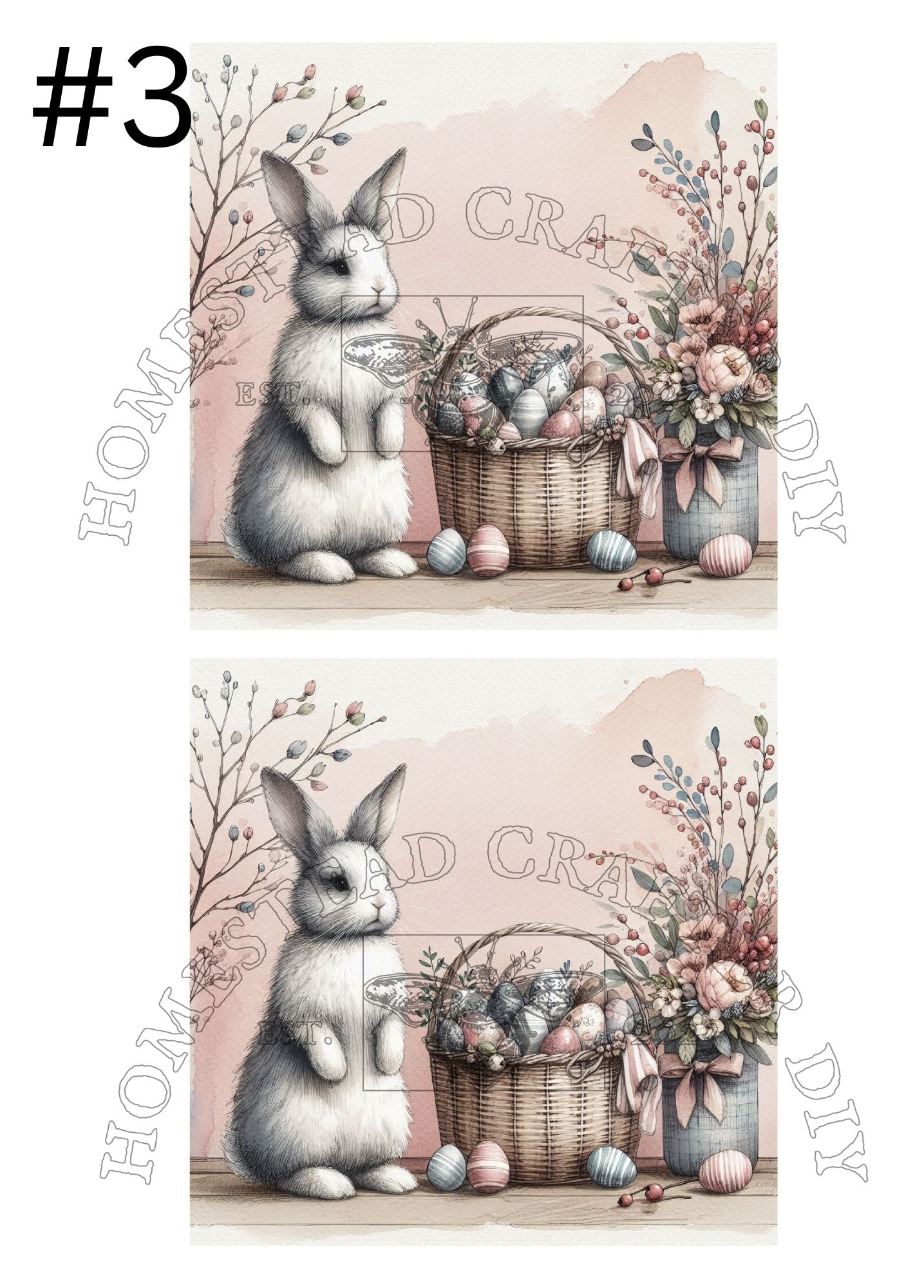 Bunny with Basket - Easter - Printed on rice paper