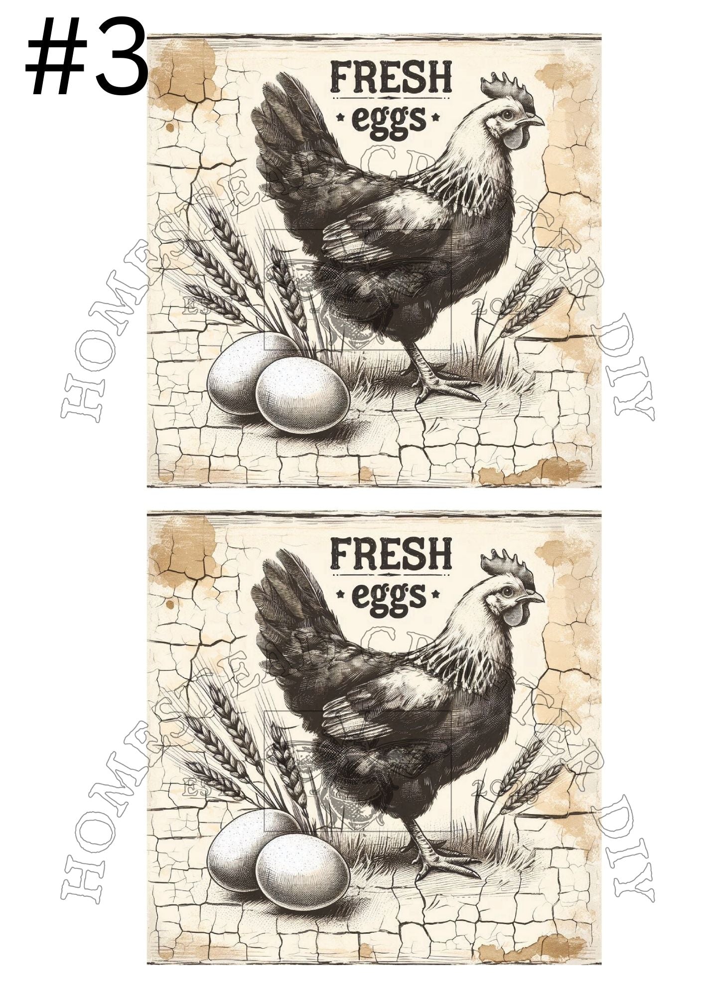 Country Hen 2 Eggs - Printed on rice paper