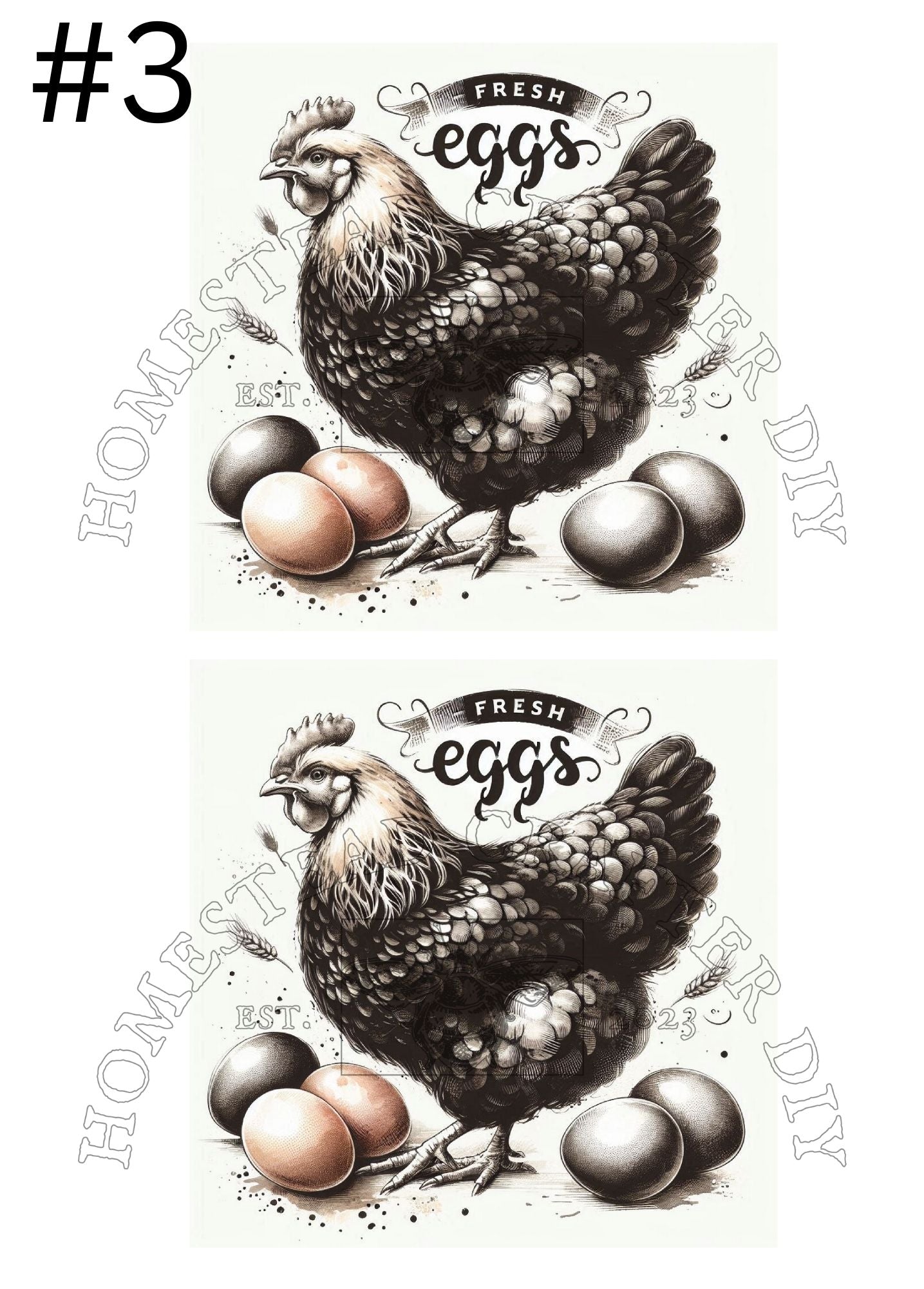 Country Hen 5 Eggs - Printed on rice paper