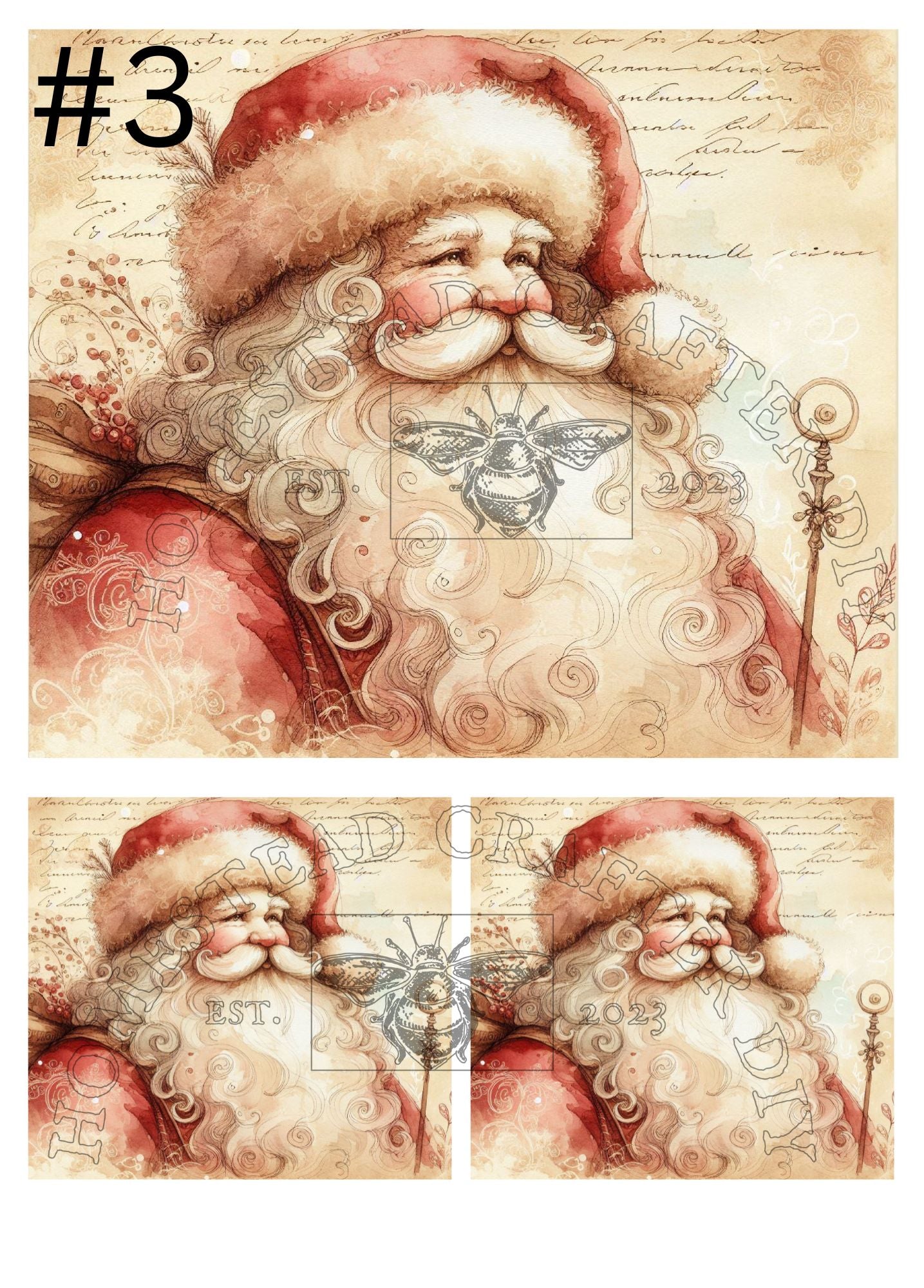 Old World Santa Red - Printed on Rice paper
