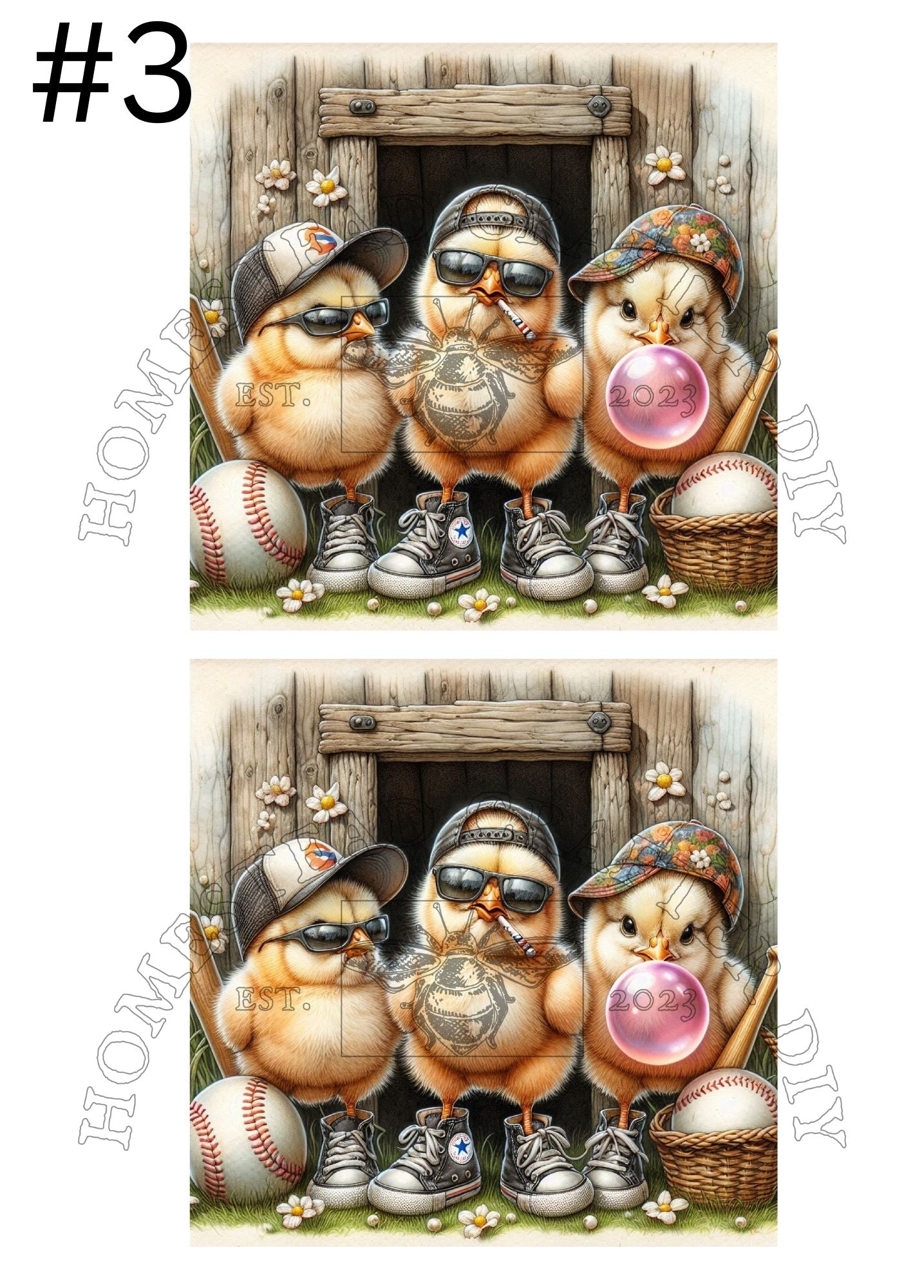 Chilling Baseball Chicks - Printed on rice paper
