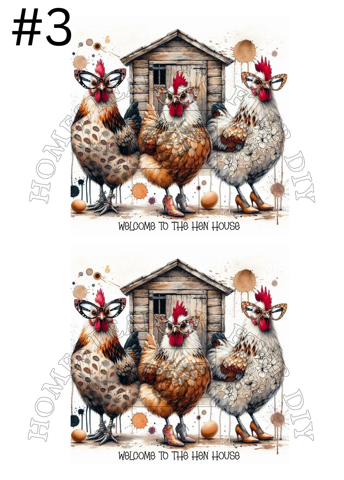 Hens - Welcome - Welcome - Printed on rice paper