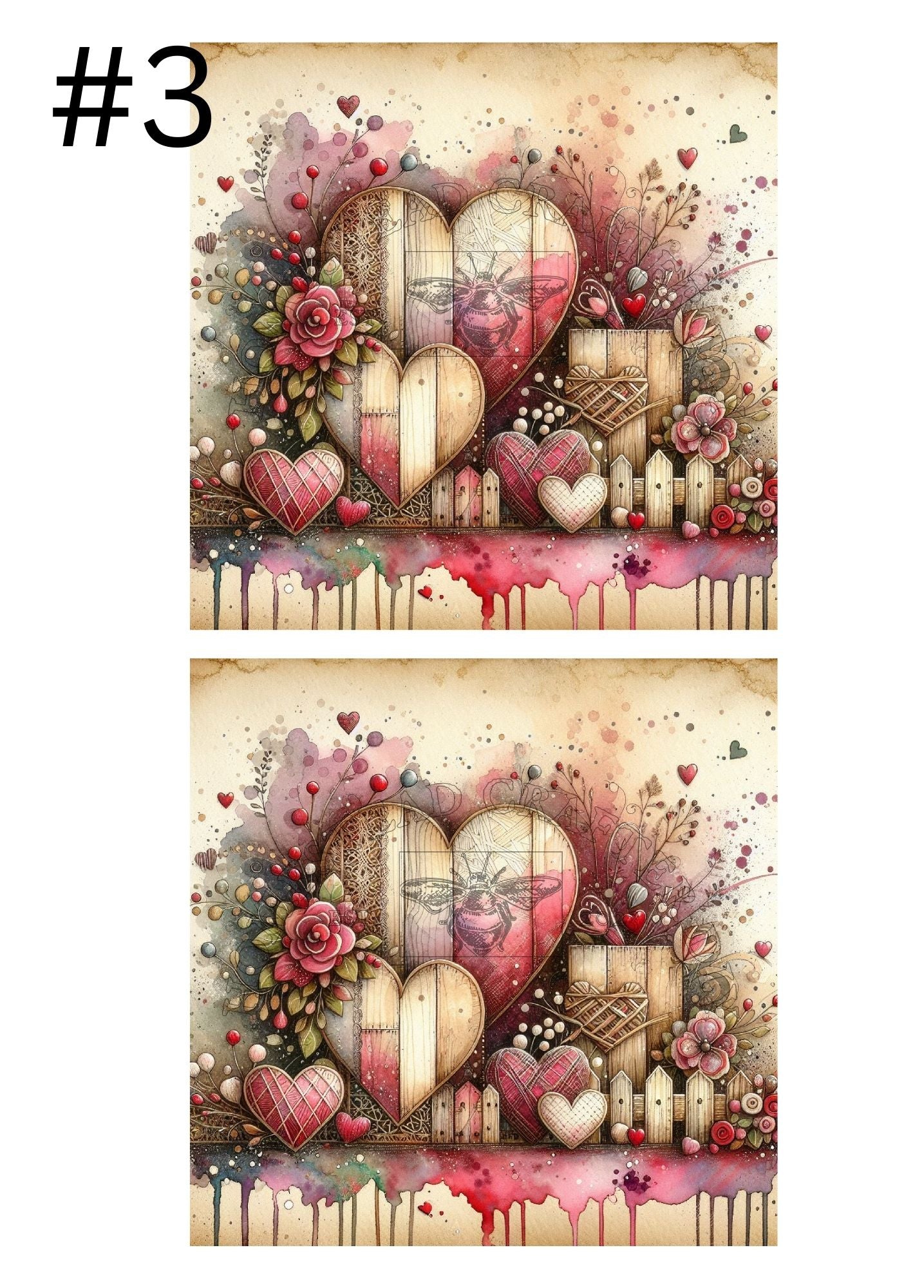 Hearts - Valentines - Printed on rice paper