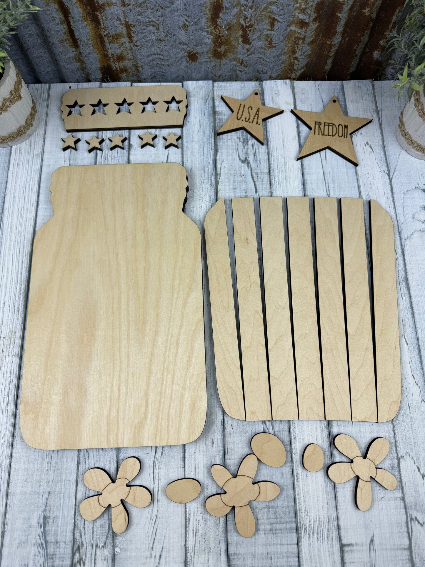 Patriotic mason Jar Shelf Sitter DIY Kit