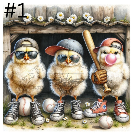 Tuff Baseball Chicks - Printed on rice paper