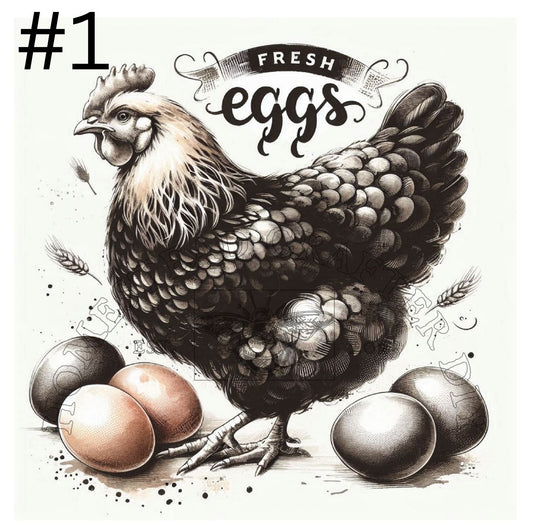 Country Hen 5 Eggs - Printed on rice paper