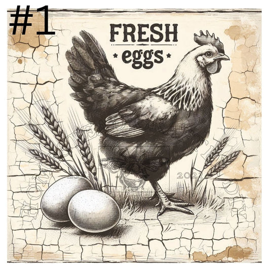 Country Hen 2 Eggs - Printed on rice paper