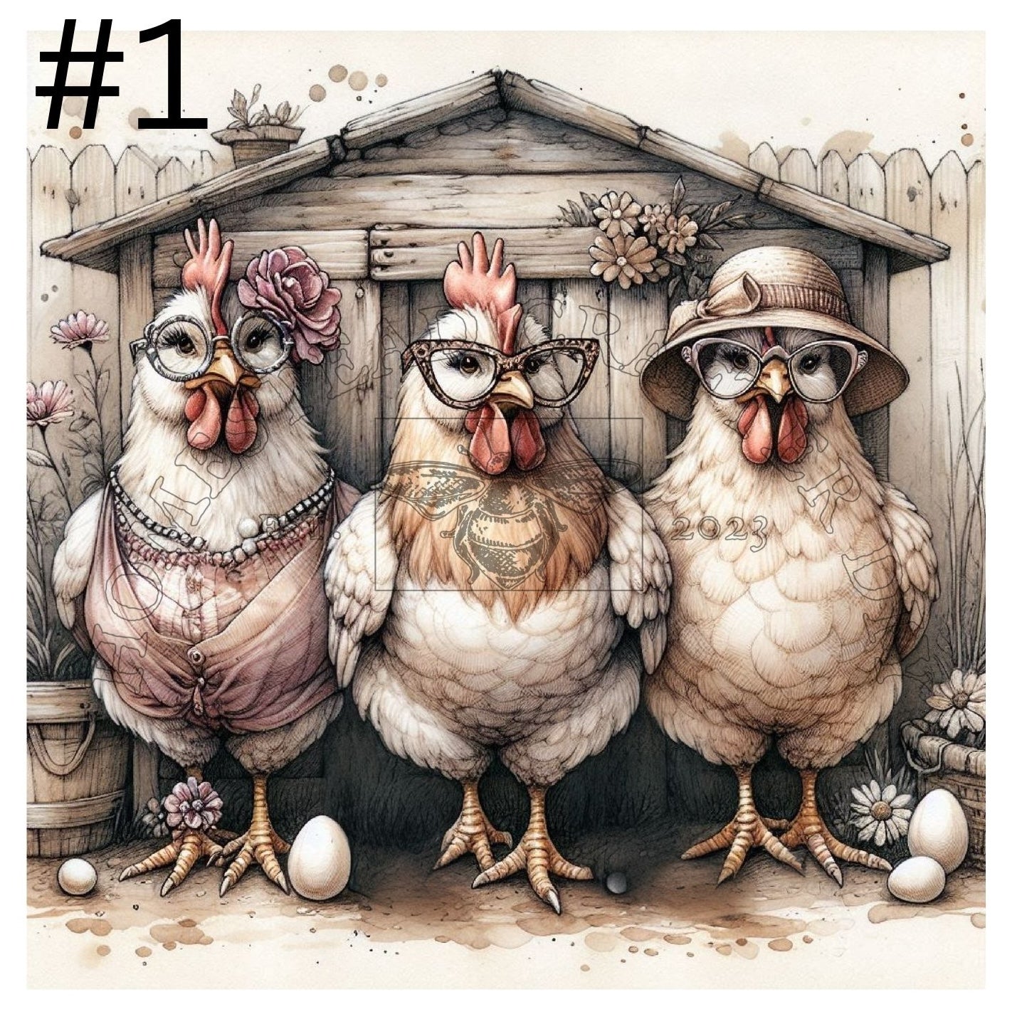 Fancy Rustic Hens - Printed on rice paper – Homestead Crafter LLC