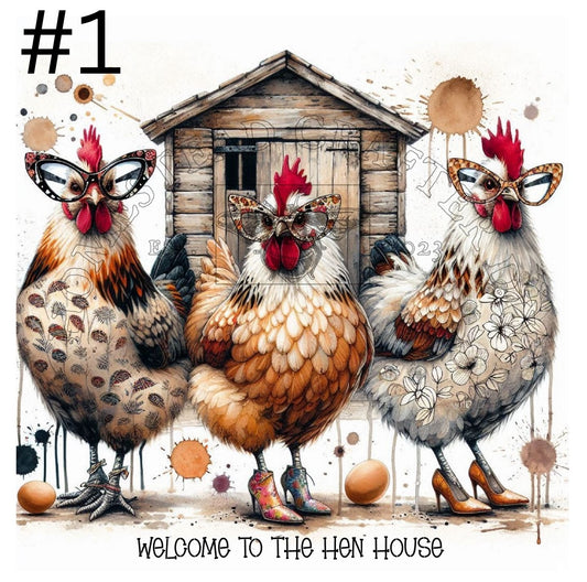 Hens - Welcome - Printed on rice paper