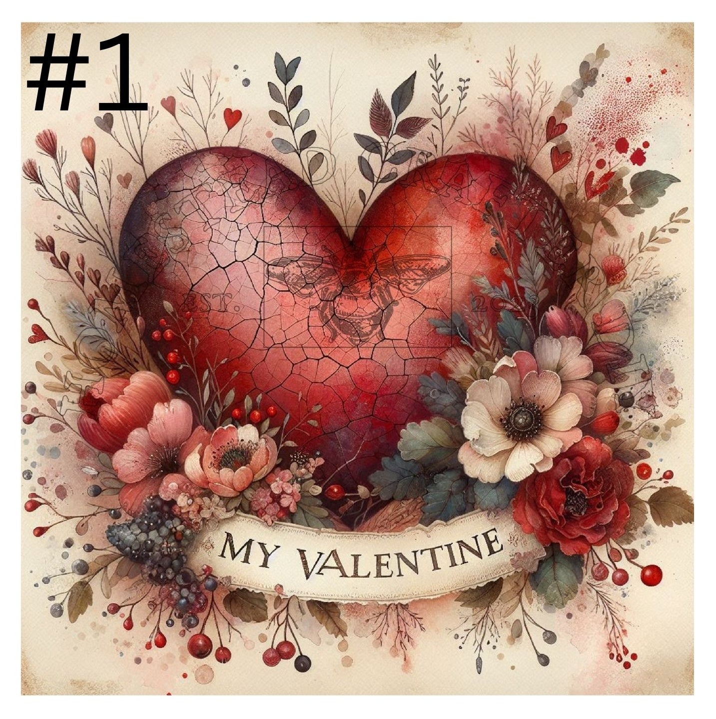 My Valentine - Valentines - Printed on rice paper – Homestead Crafter LLC