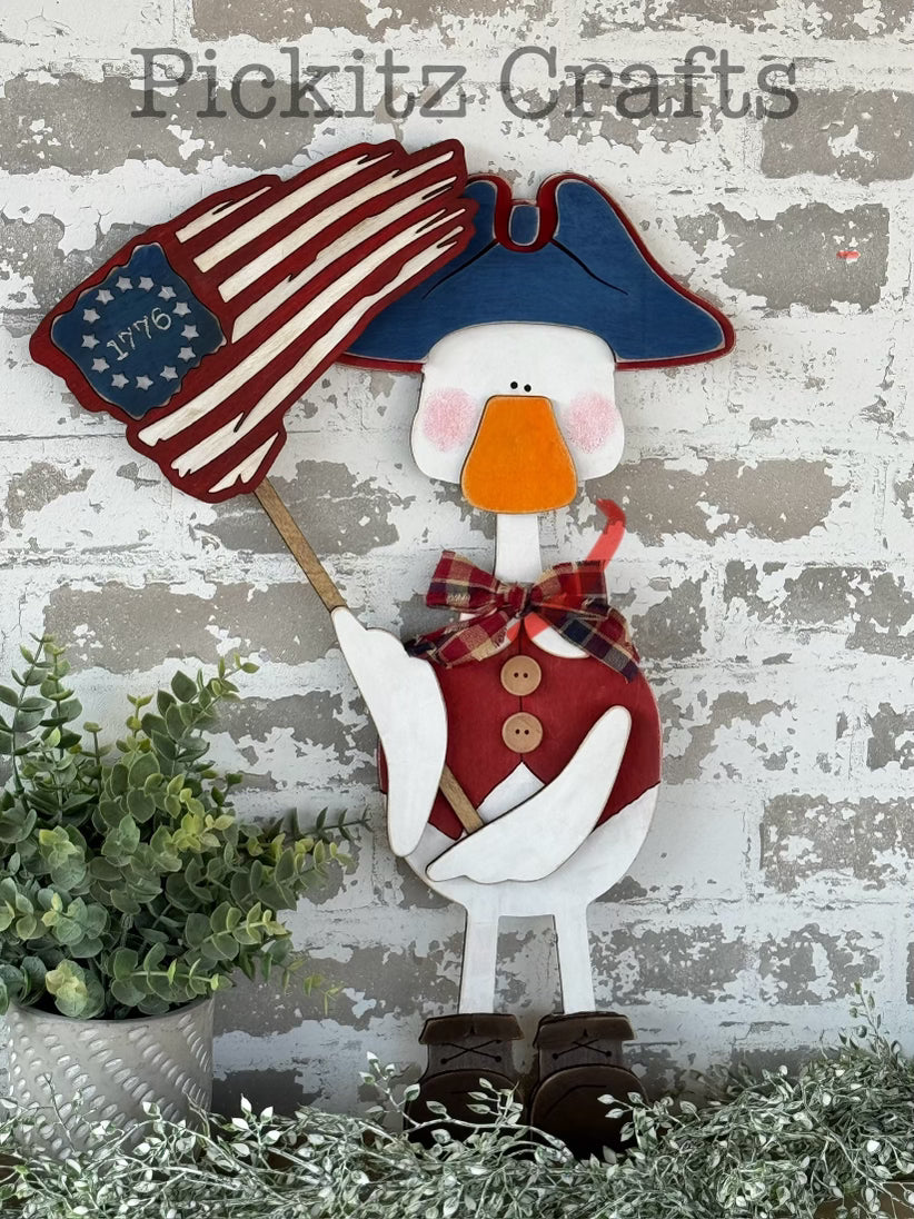 Patriotic Duck with Flag