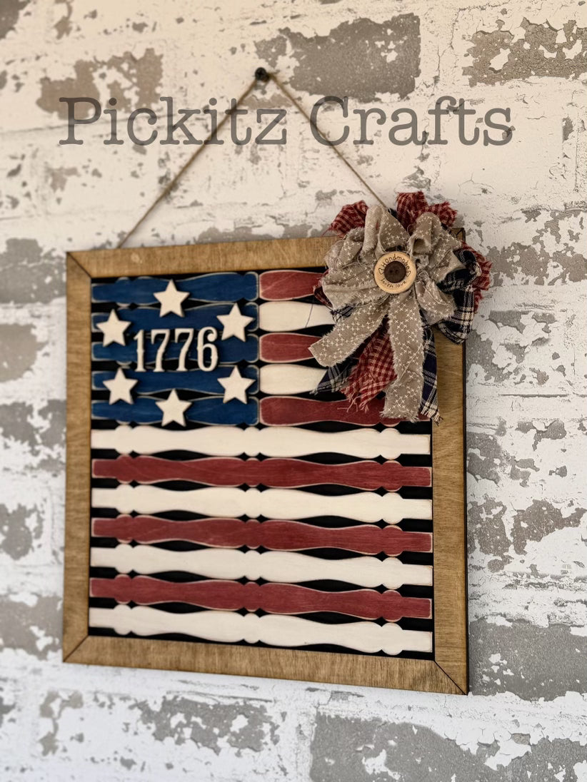 Patriotic Spindle Flag DIY Kit