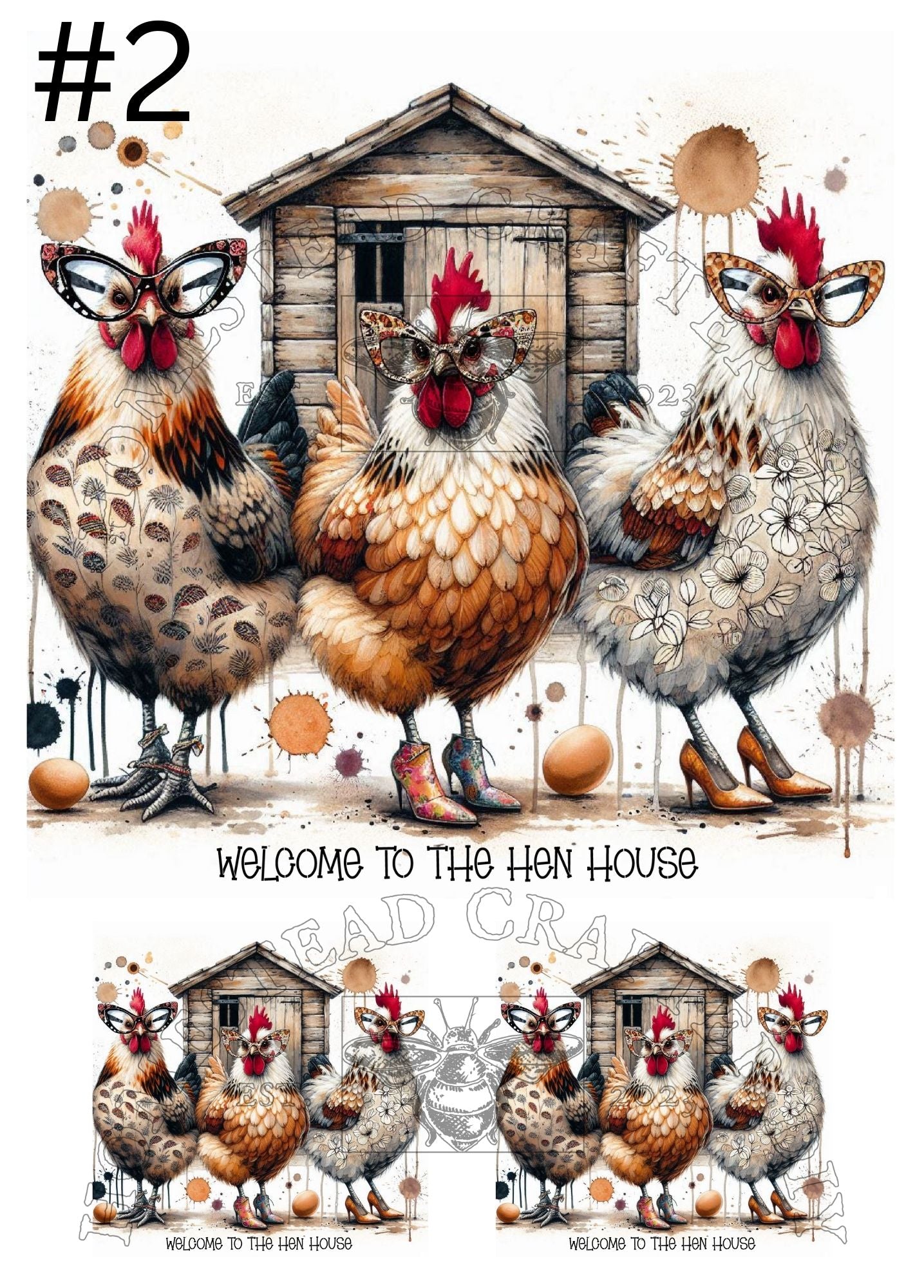 Hens - Welcome - Printed on rice paper