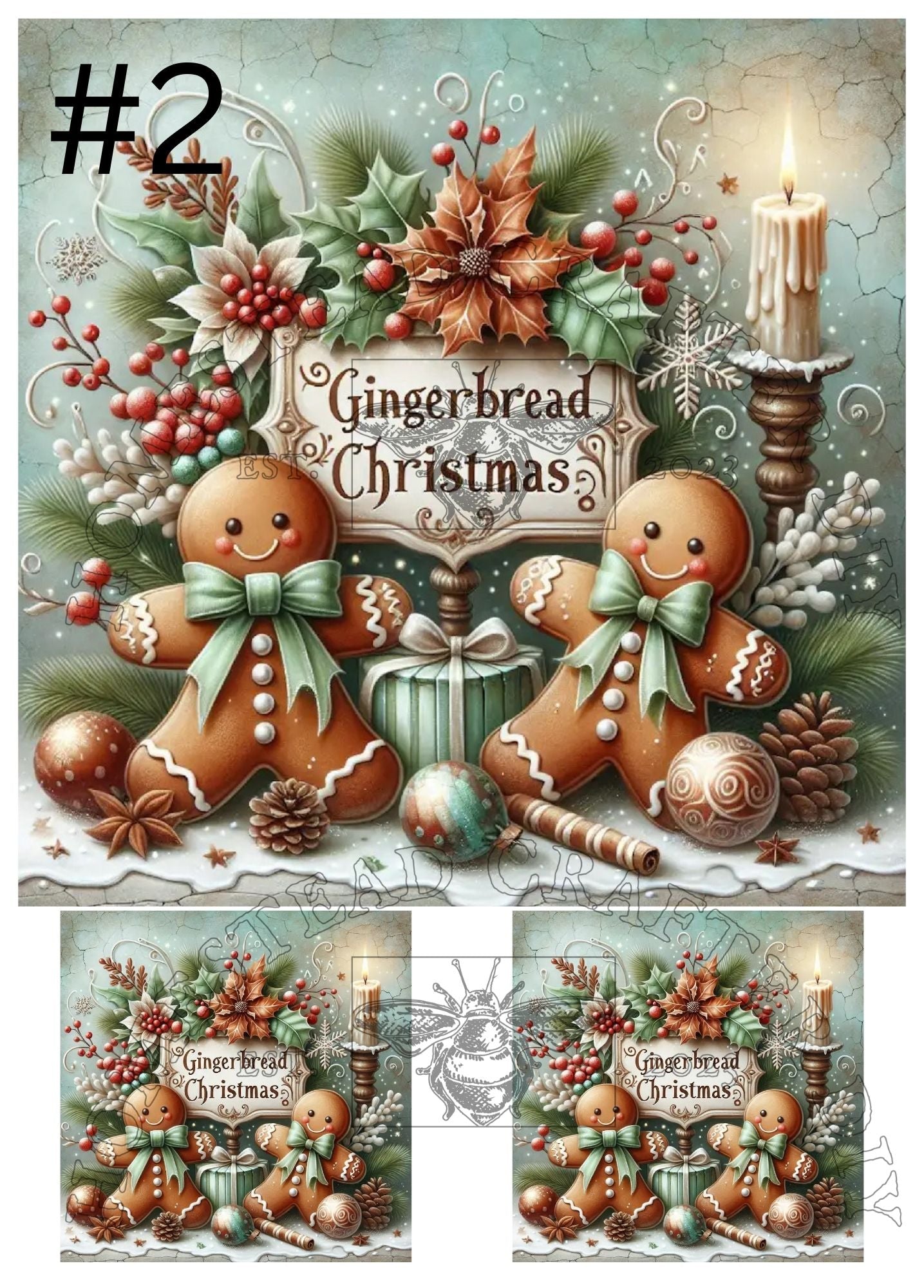 Gingerbread with Bulbs - Printed on Rice Paper