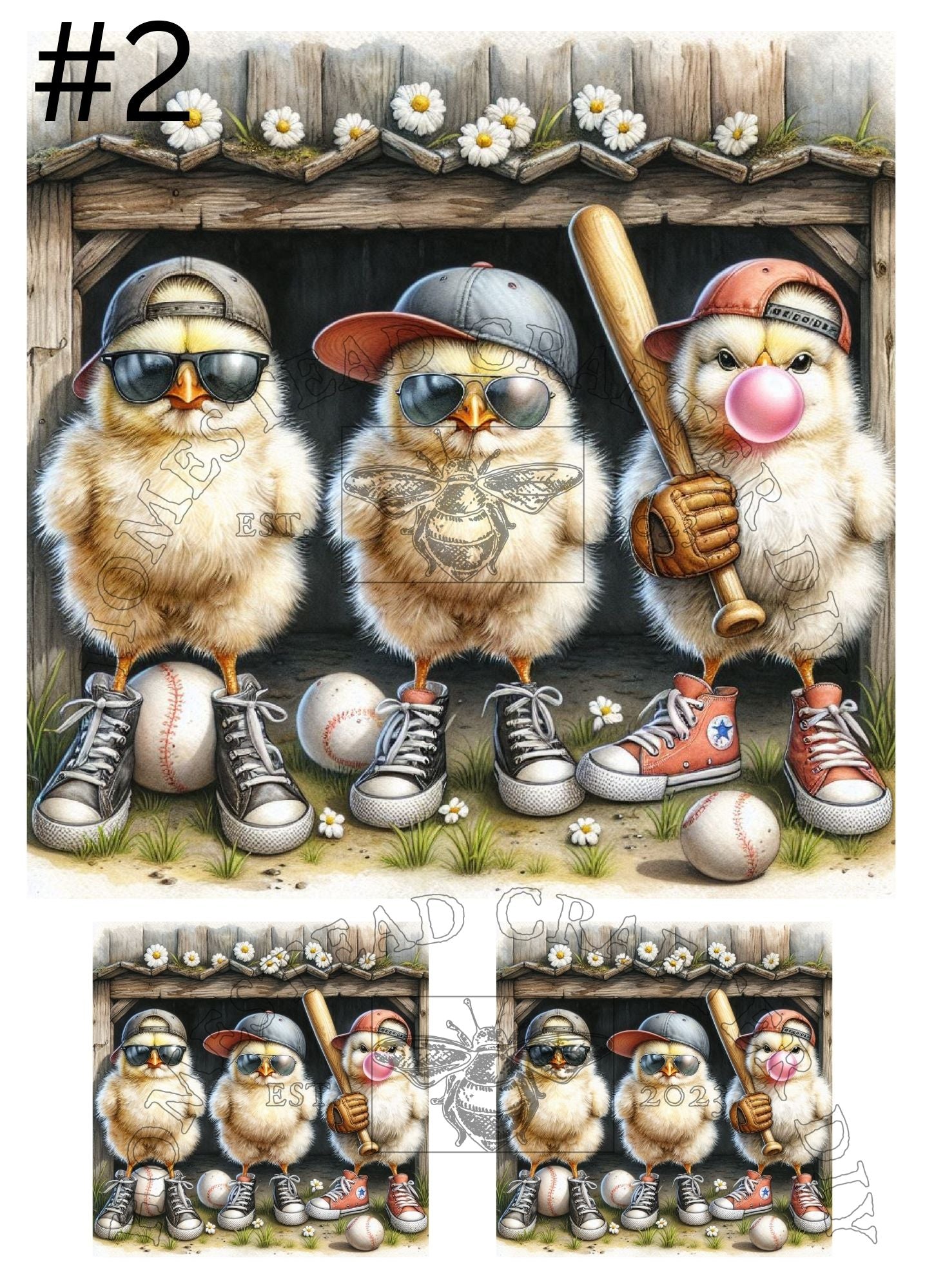 Tuff Baseball Chicks - Printed on rice paper