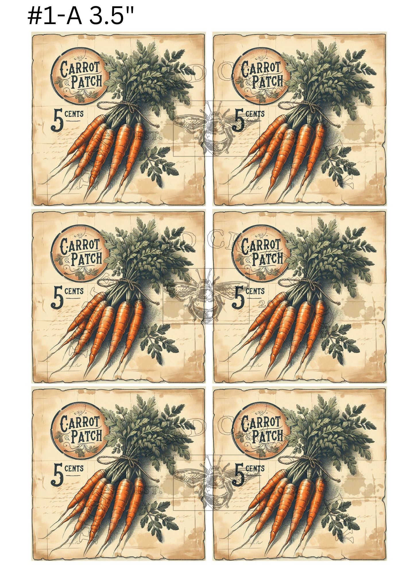 Carrot Patch Full Color Labels - Printed on rice paper