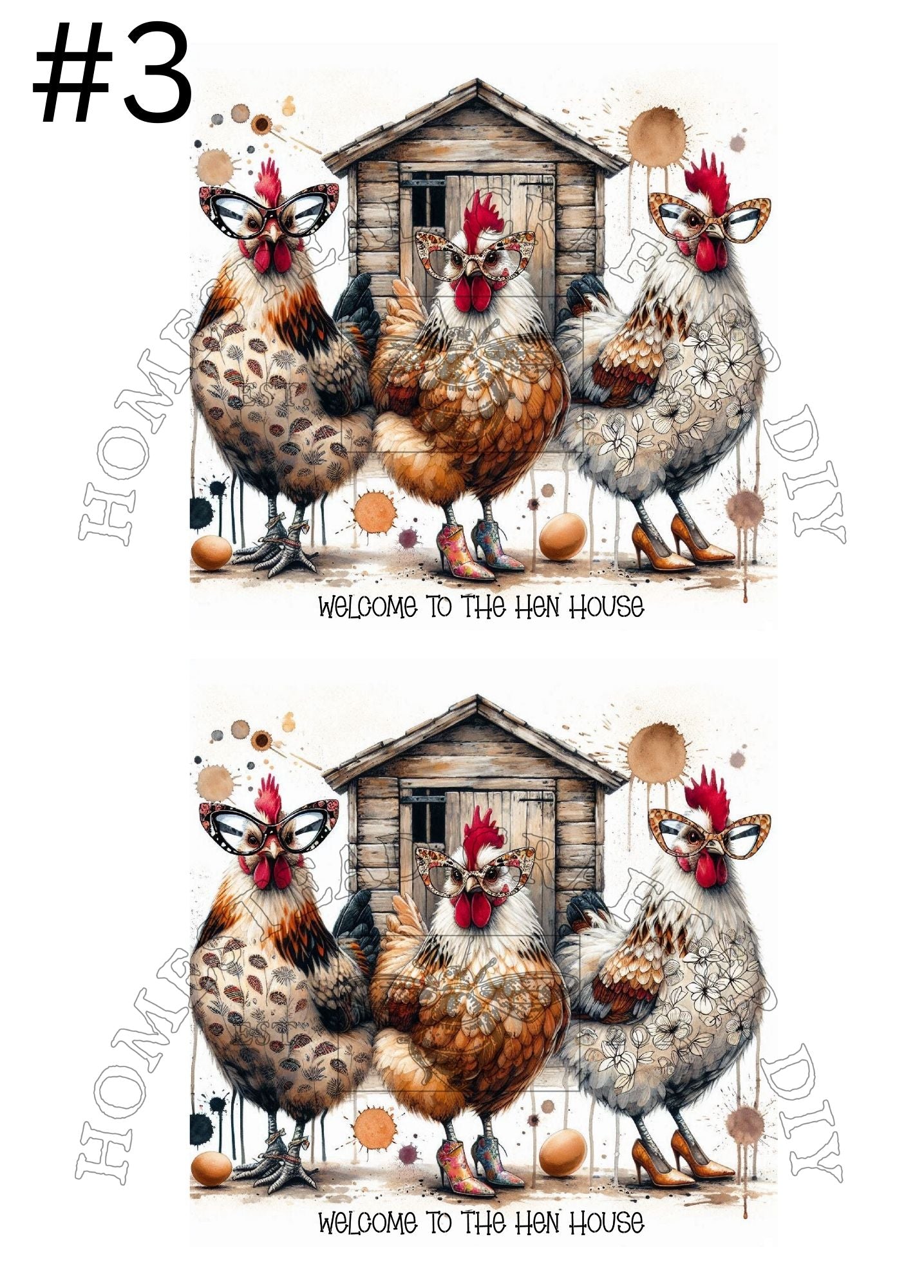 Hens - Welcome - Printed on rice paper