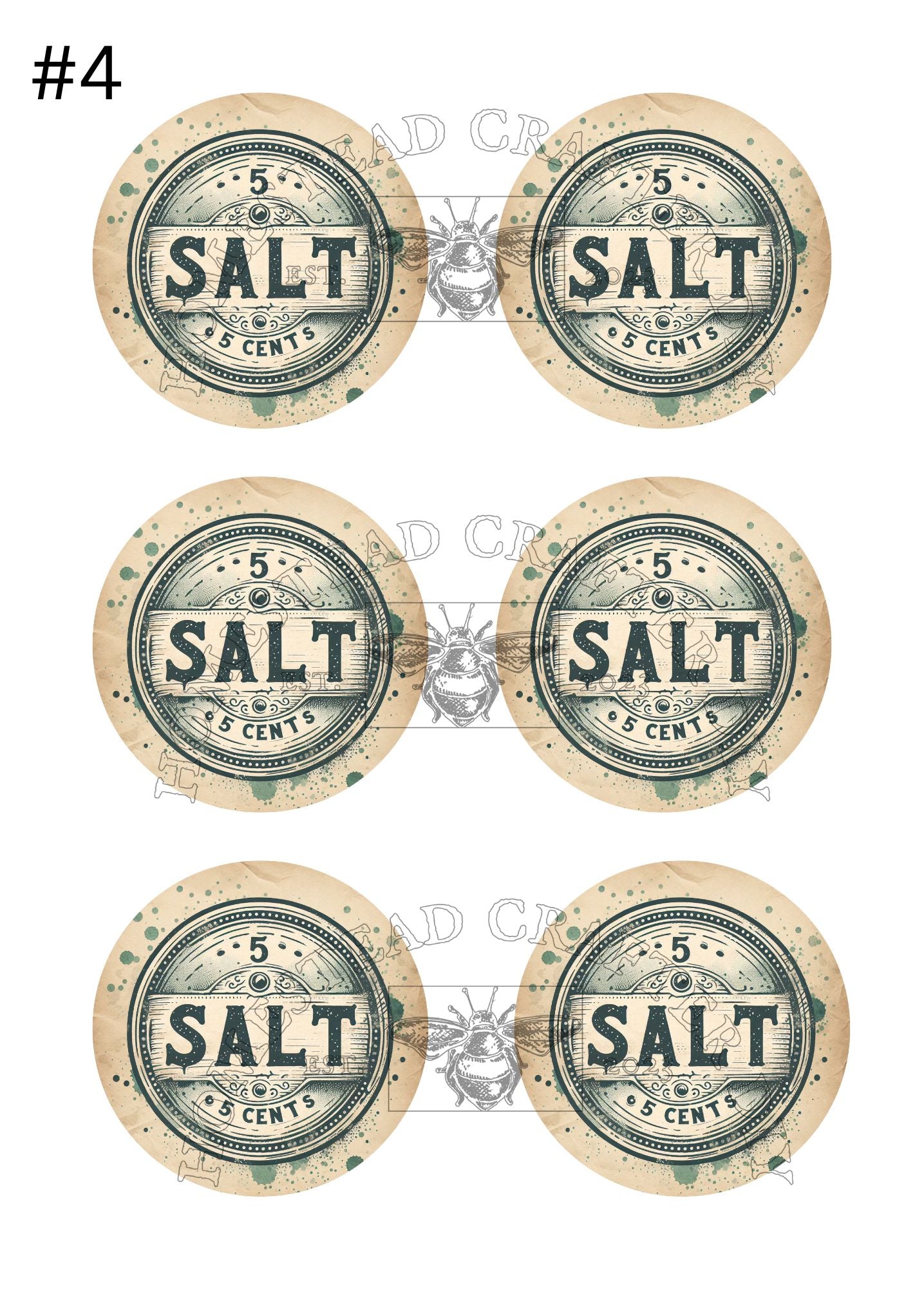 Sugar & Salt Labels - Printed on rice paper