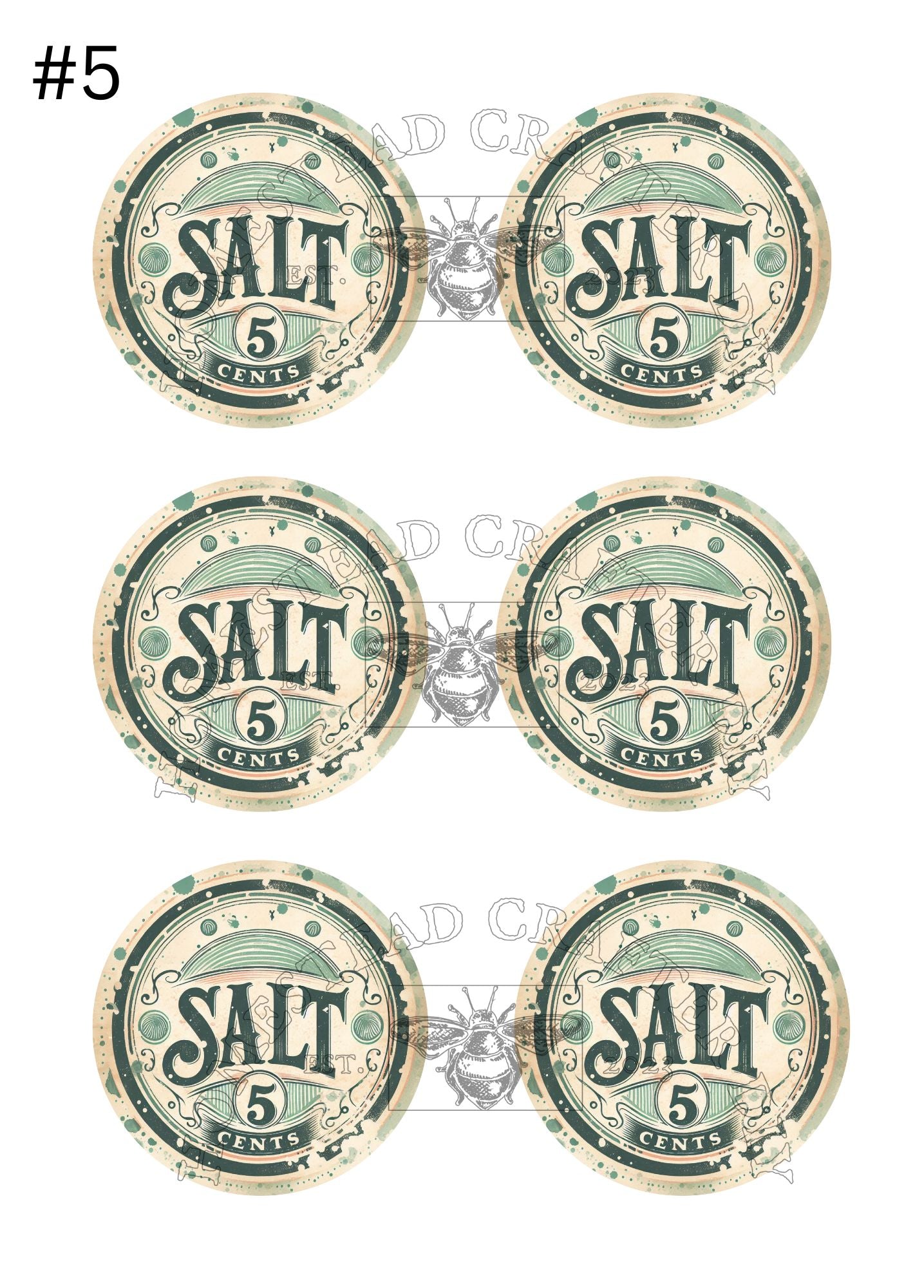 Sugar & Salt Labels - Printed on rice paper