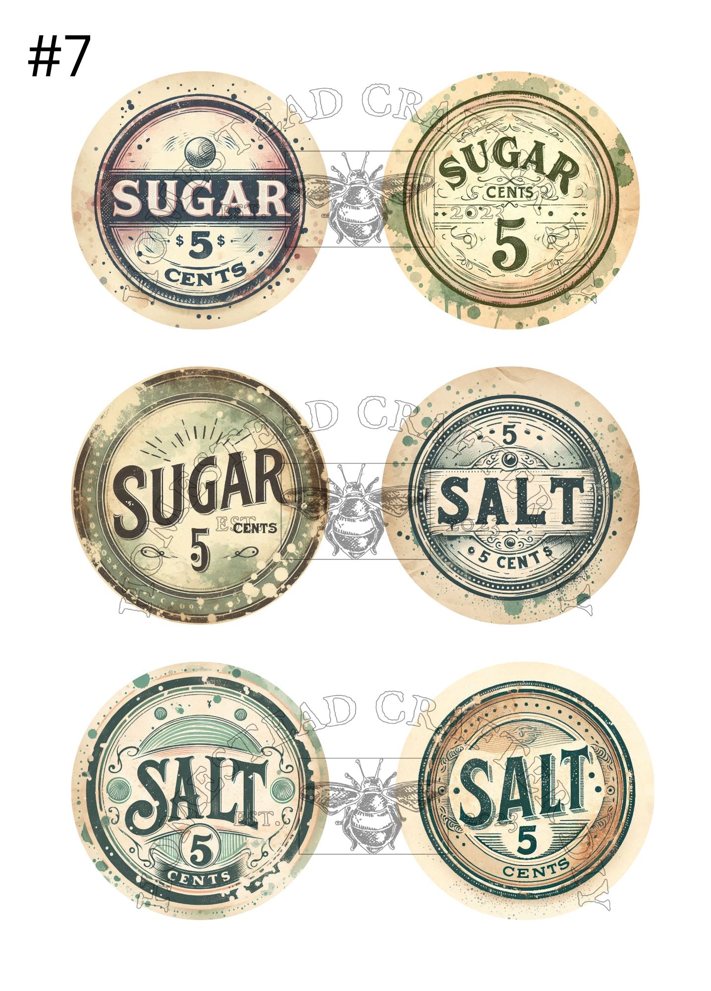 Sugar & Salt Labels - Printed on rice paper