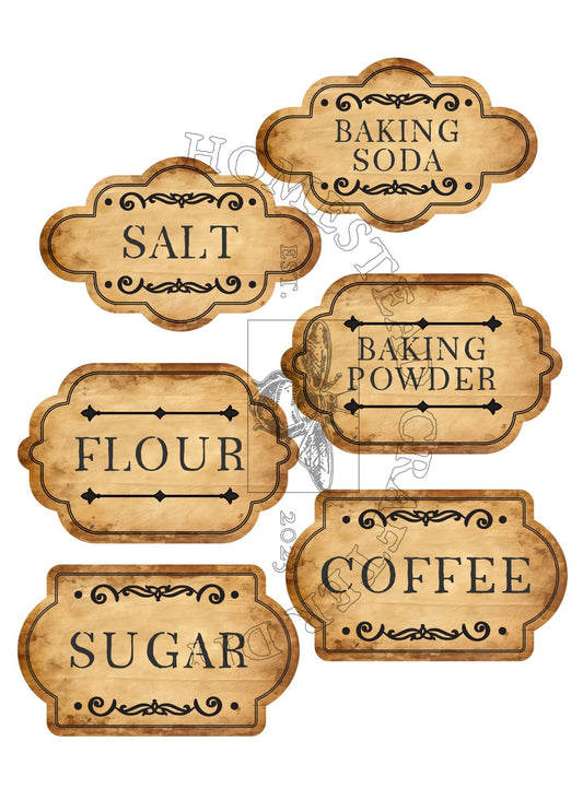 Primitive Jar Labels - Printed on Rice paper