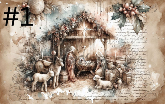 Nativity Scene - Printed on Rice Paper