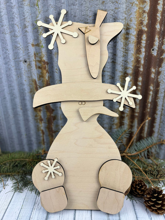 Primitive Snowman W/ Hat - DIY, Kit